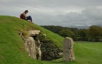 Bryn Celli Ddu - mound with Richard for scale